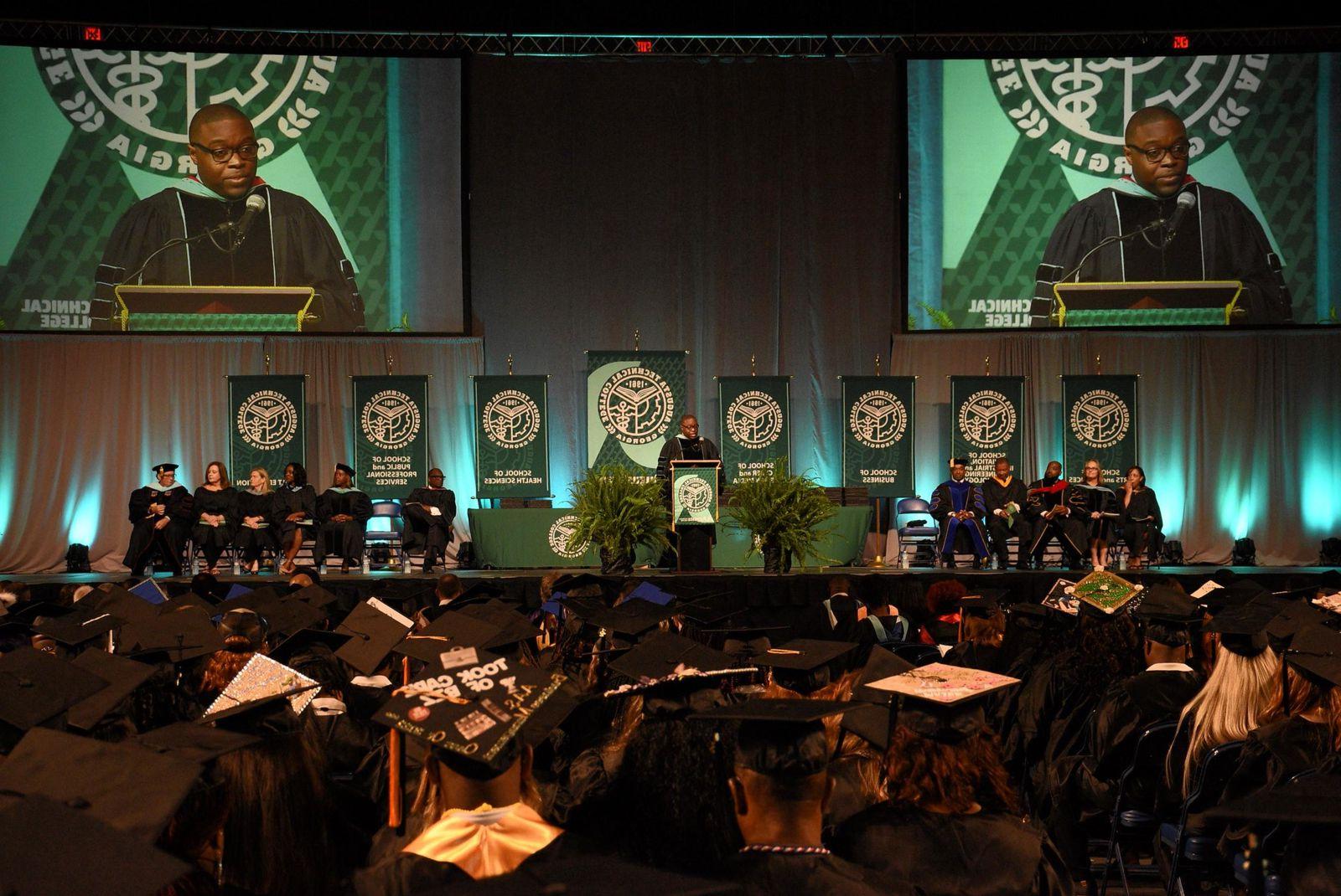 Augusta Technical College Graduation with President Dr. Whirl speaking.